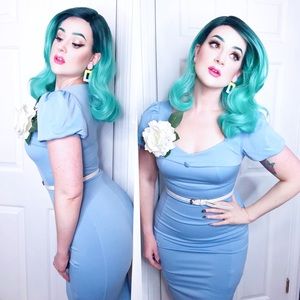 Retro Sweetheart Puff Sleeve Wiggle Dress